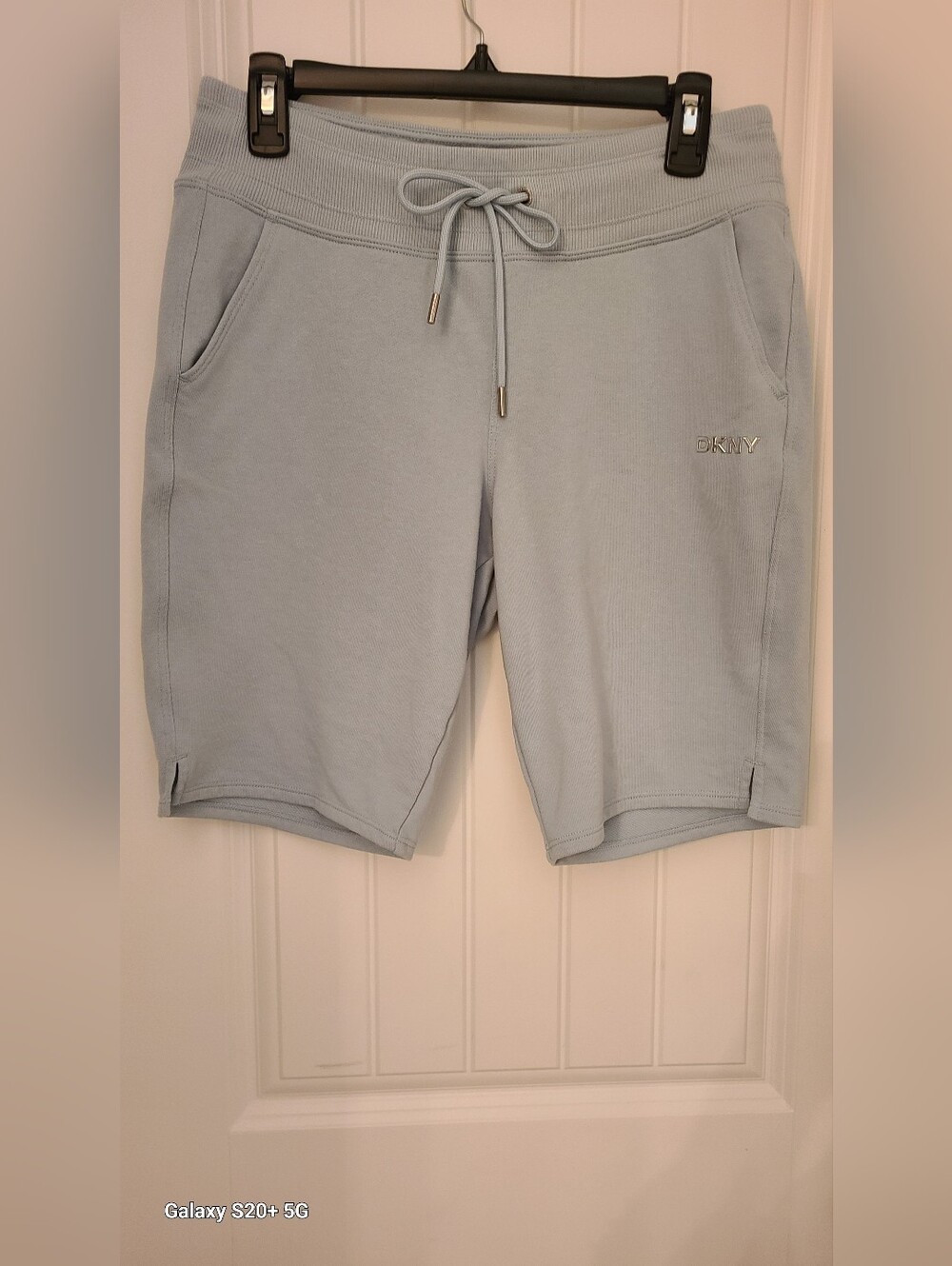 DKNY Women’s Pale Blue Drawstring Athletic Shorts